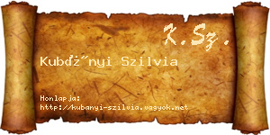 Kubányi Szilvia névjegykártya