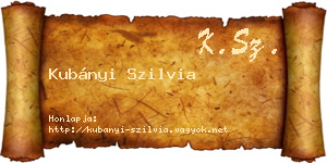 Kubányi Szilvia névjegykártya